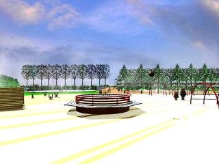 Koncepcja programowo-przestrzenna osiedla Olimpijczyków w Białogardzie. Tereny sportu i rekreacji (wizualizacja)